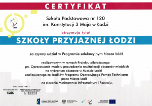 certyfikat Szkoły Przyjaznej Łodzi